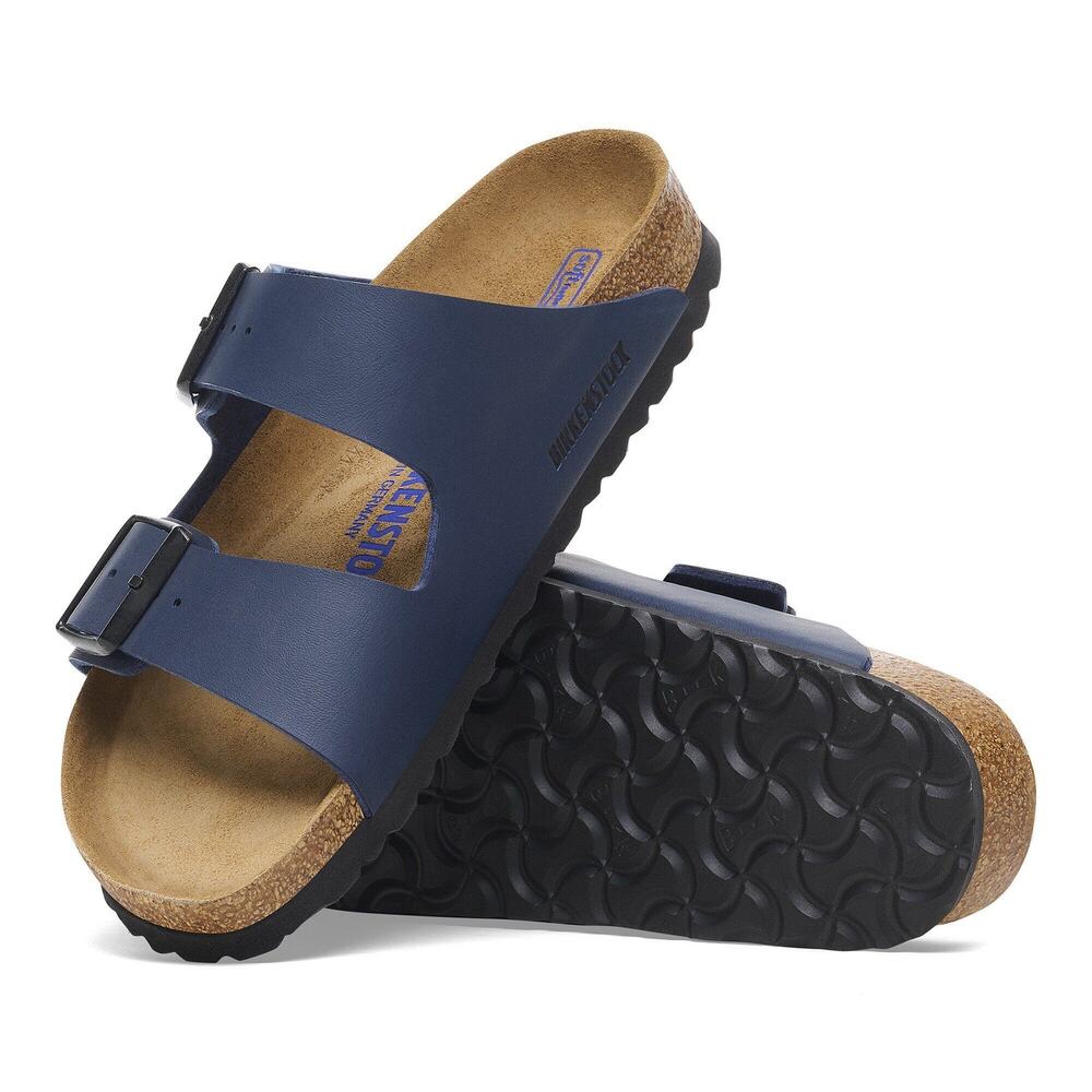 Birkenstock Arizona Soft‎ Footbed Blue Birko Flor Double Strap Comfort Sandals - Picture 3 of 12